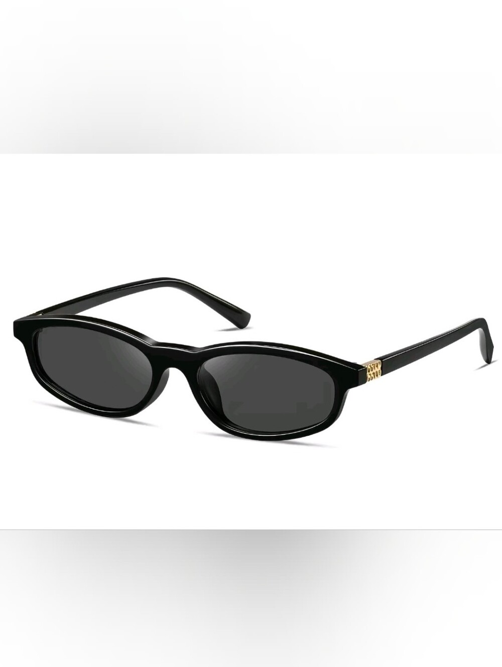 Women's Black Oval Sunglasses